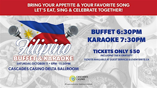 Filipino Buffet & Karaoke at Cascades Casino Delta Ballroom | Cascades Casino Delta