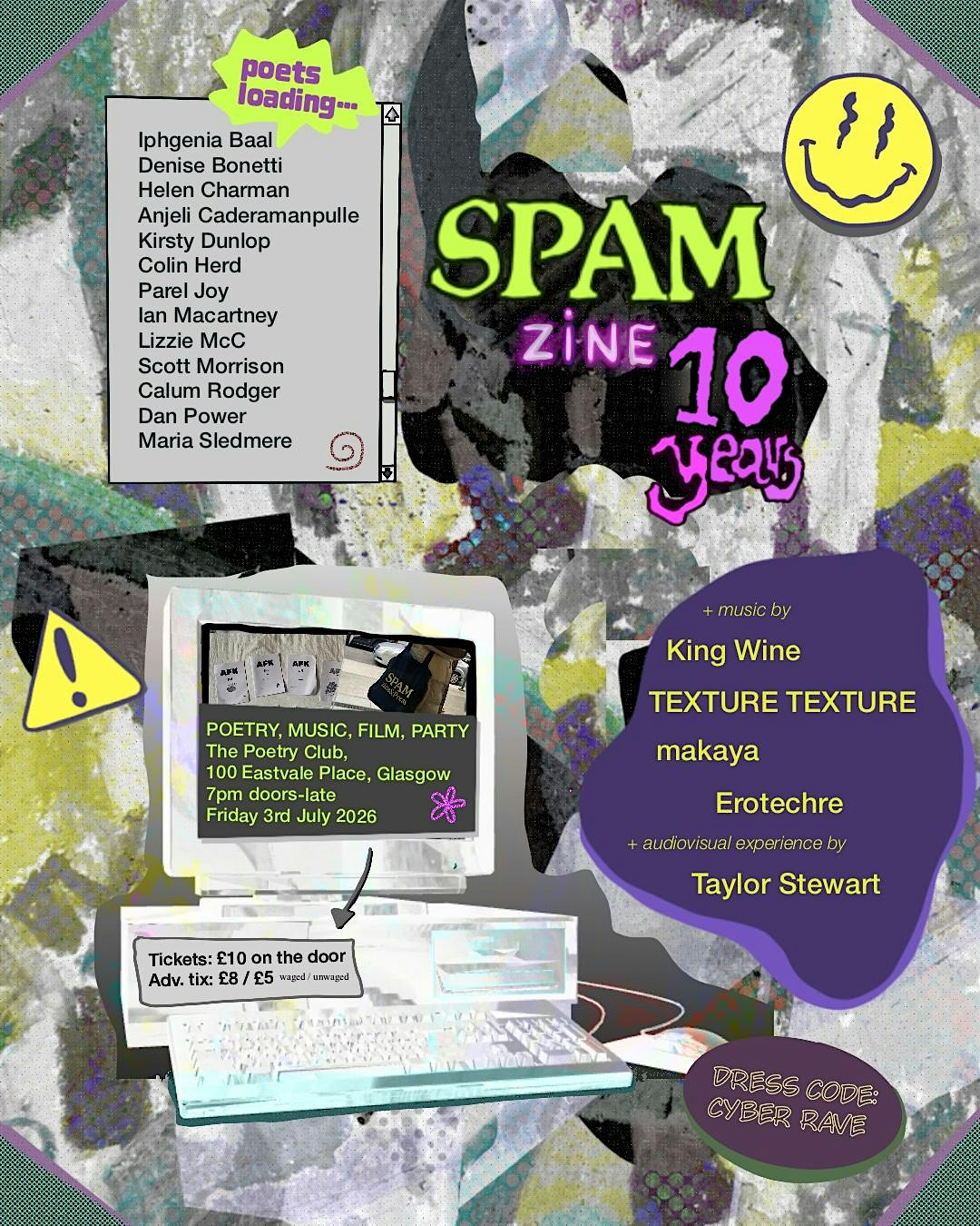 SPAM 10 year party at The Poetry Club, Glasgow (theme: cyber rave) | SWG3 Poetry club