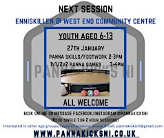 2 hour skills & panna football games youth aged 6-13 years. | Westend Community Centre, Rossorry Church Road, Enniskillen, UK