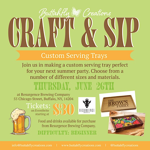 Craft & Sip: Custom Serving Tray | Resurgence Brewing Company