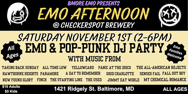 Emo Afternoon at Checkerspot Brewery (Presented by Bmore Emo) | Checkerspot Brewing Company