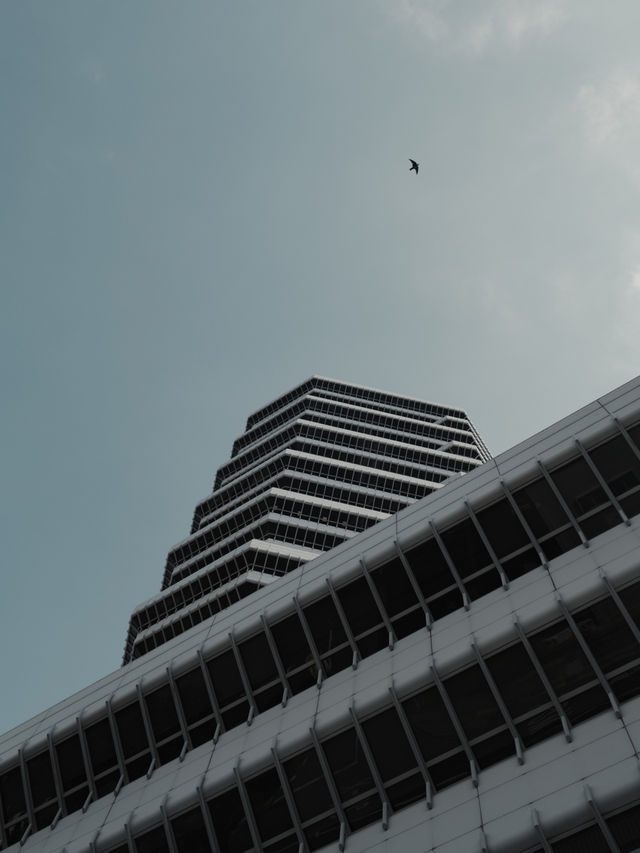 Historical downtown with modern city view