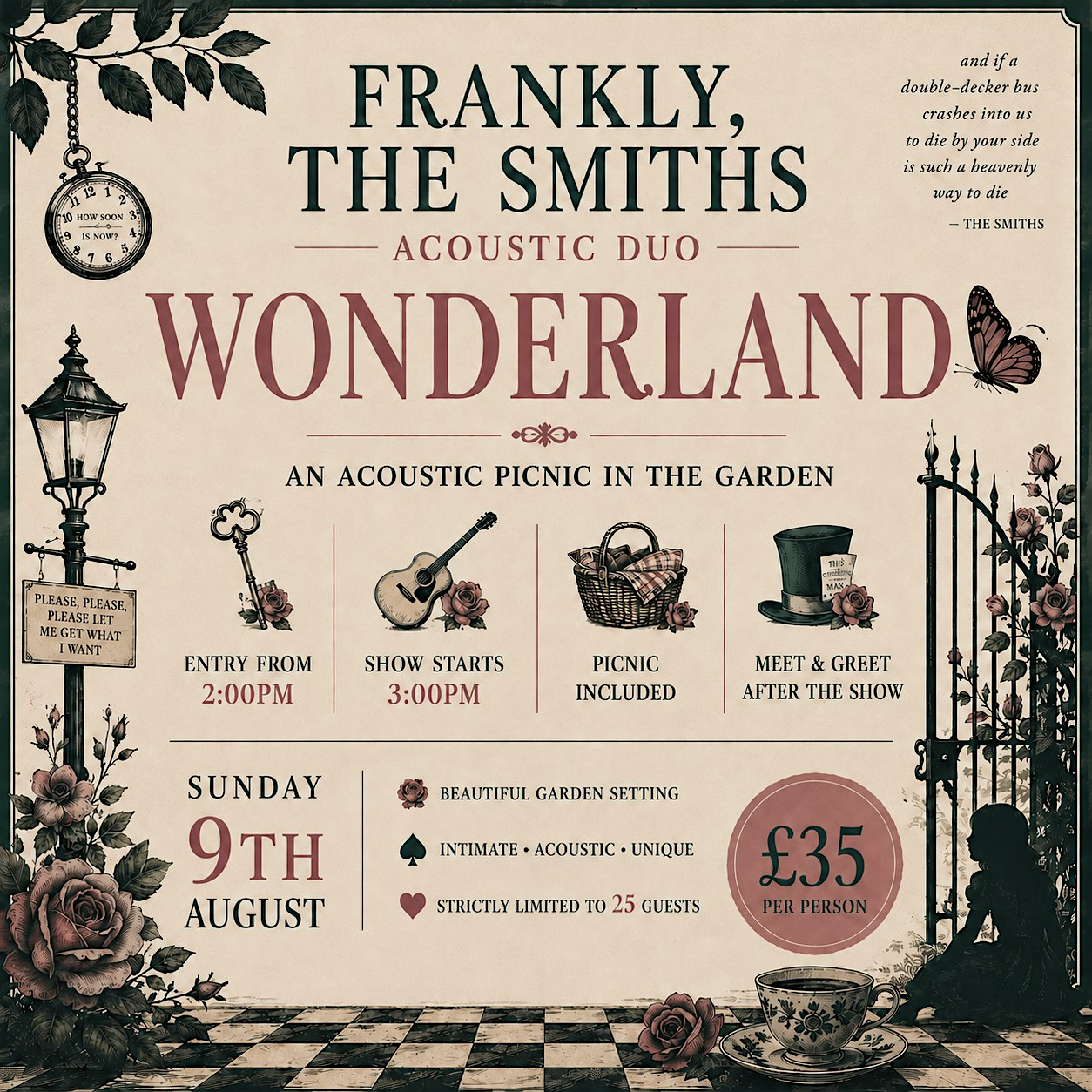 Frankly, The Smiths, Acoustic Duo, Wonderland. | 165 High St