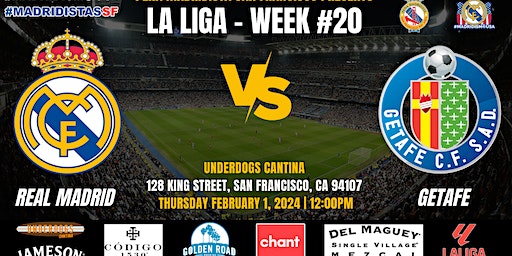 Real Madrid vs Getafe | La Liga | Watch Party at Underdogs Cantina | Underdogs Cantina