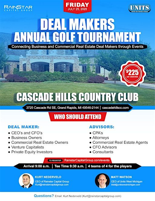 Friday - July 25 - Cascade Hills Country Club 9:30 a.m. Starting Tee Time | Cascade Hills Country Club
