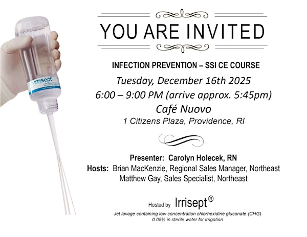 Infection Prevention SSI CE dinner and course | Cafe Nuovo