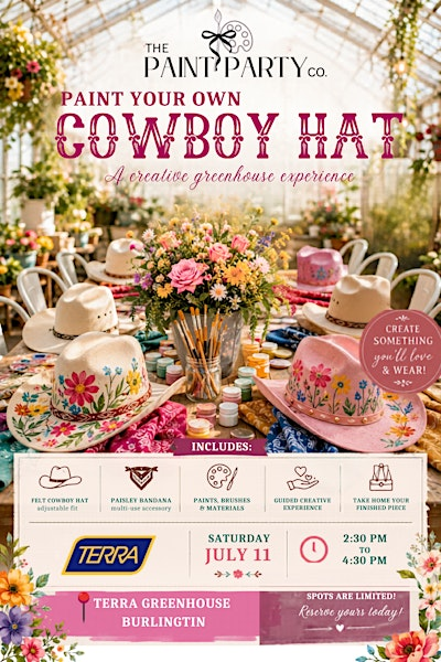 Paint Your Own Cowboy Hat Workshop | TERRA Greenhouses - Burlington