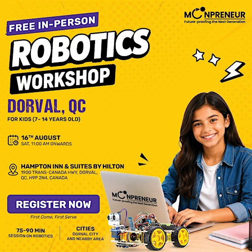 Free In-person Robotics Class in Dorval, QC for Kids Ages (7-14 Yrs) | Hampton Inn & Suites by Hilton Montreal-Dorval