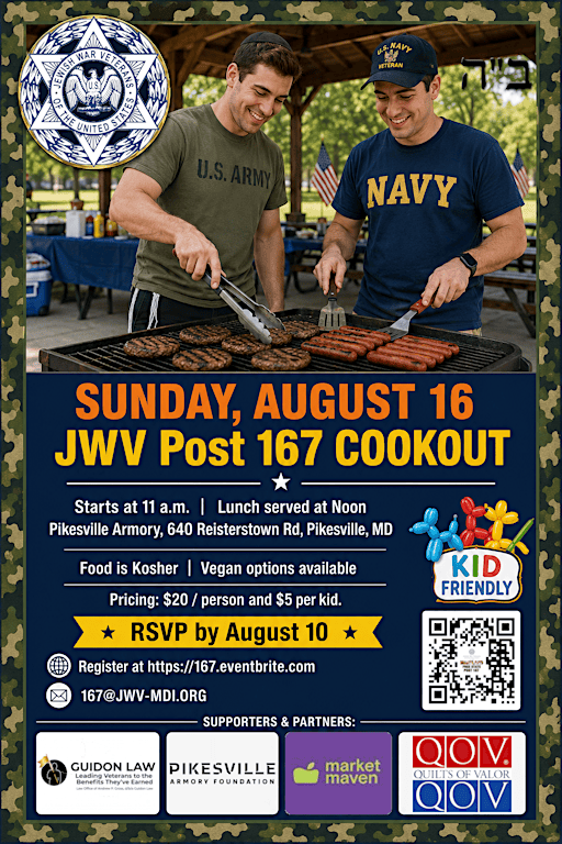 4th Annual JWV167 Veterans Cookout | NCO Club @ Pikesville Armory