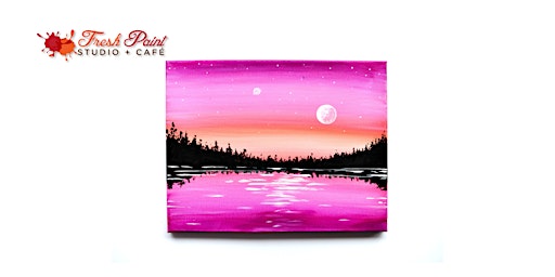 In-Studio Paint Night - Pink Sunset at the Lake Acrylic Painting | Fresh Paint Studio + Cafe Toronto