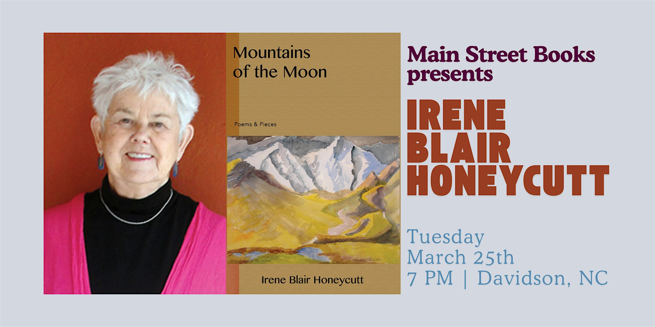 Irene Honeycutt: Mountains of the Moon, poetry | Main Street Books
