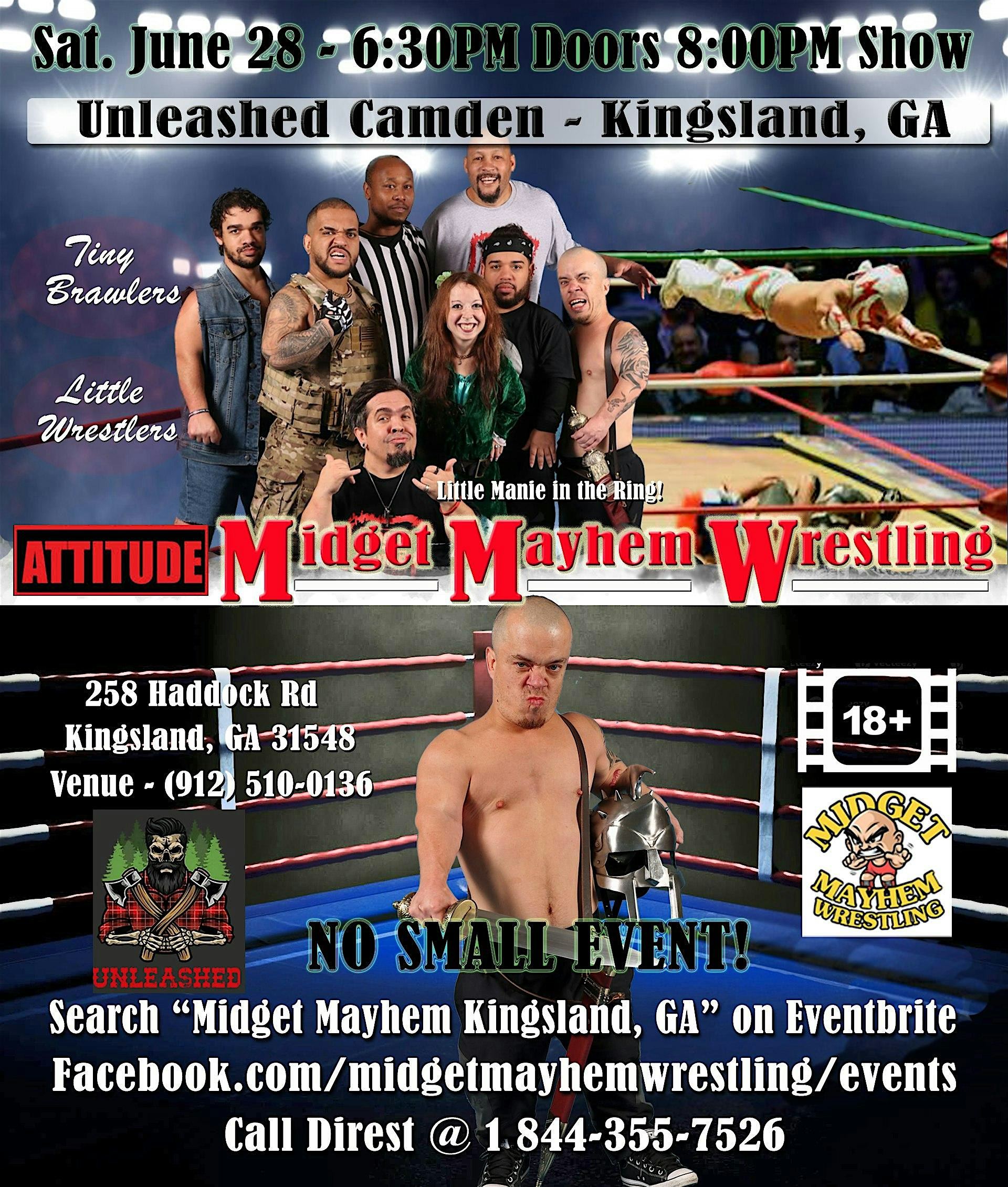 Midget Mayhem Wrestling with Attitude Goes Wild! Kingsland GA 18+ | Unleashed Camden