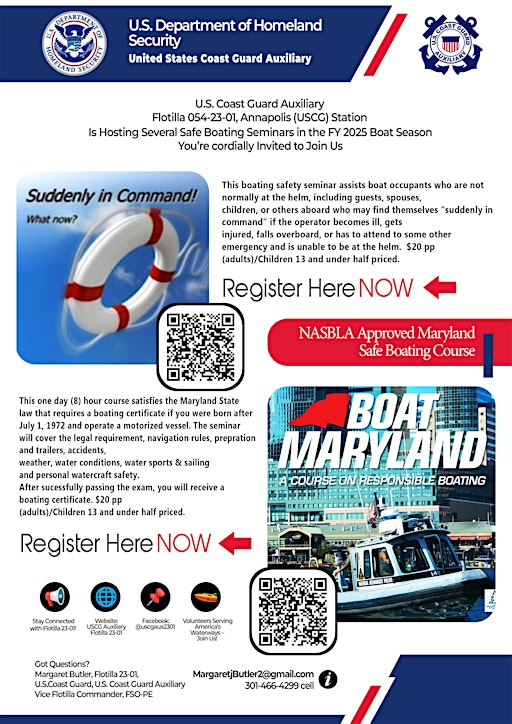 U.S. Coast Guard, USCGAUX NASBLA Approved Maryland Boating Safety Course | Michael Busch Library (Annapolis)