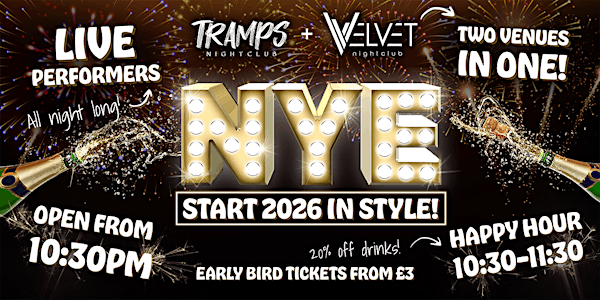 New Years Eve Bash 2025 | Tramps Nightclub