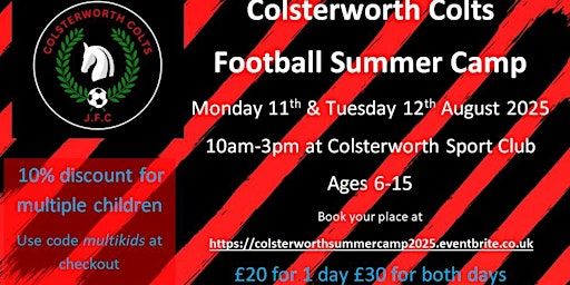 Colsterworth Colts Football Summer Camp 2025 | Colsterworth Sports Club
