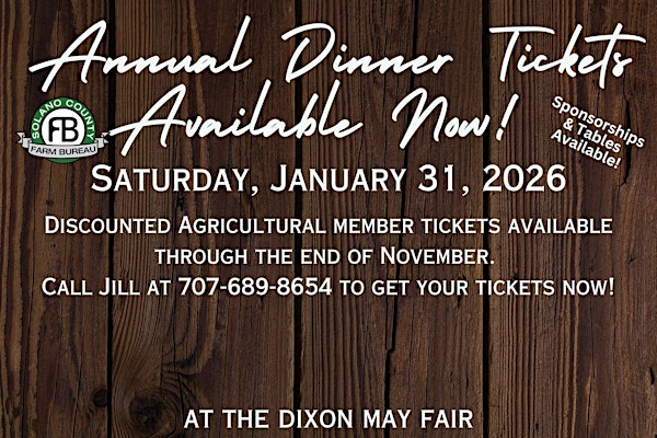 2026 Solano County Farm Bureau's Annual Meeting & Dinner | Dixon May Fair