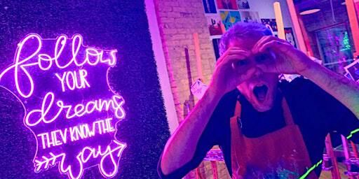 Glow in the Dark DJ Paint Party Experience at Paint Cabin | Paint Cabin Create! Drink! Repeat!