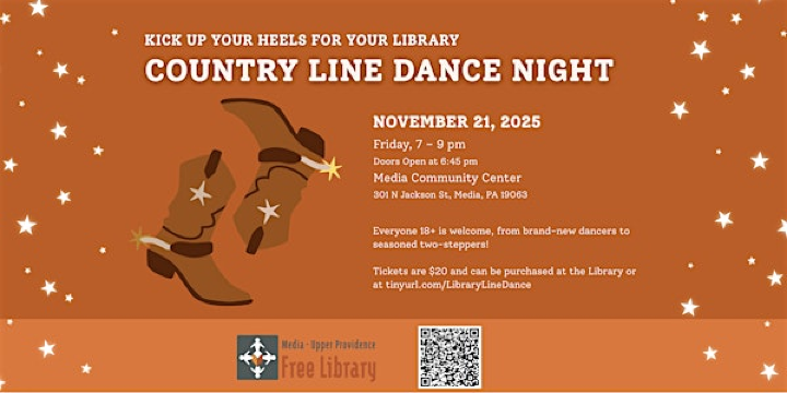 Country Line Dance Night for the Library | MEDIA COMMUNITY CENTER