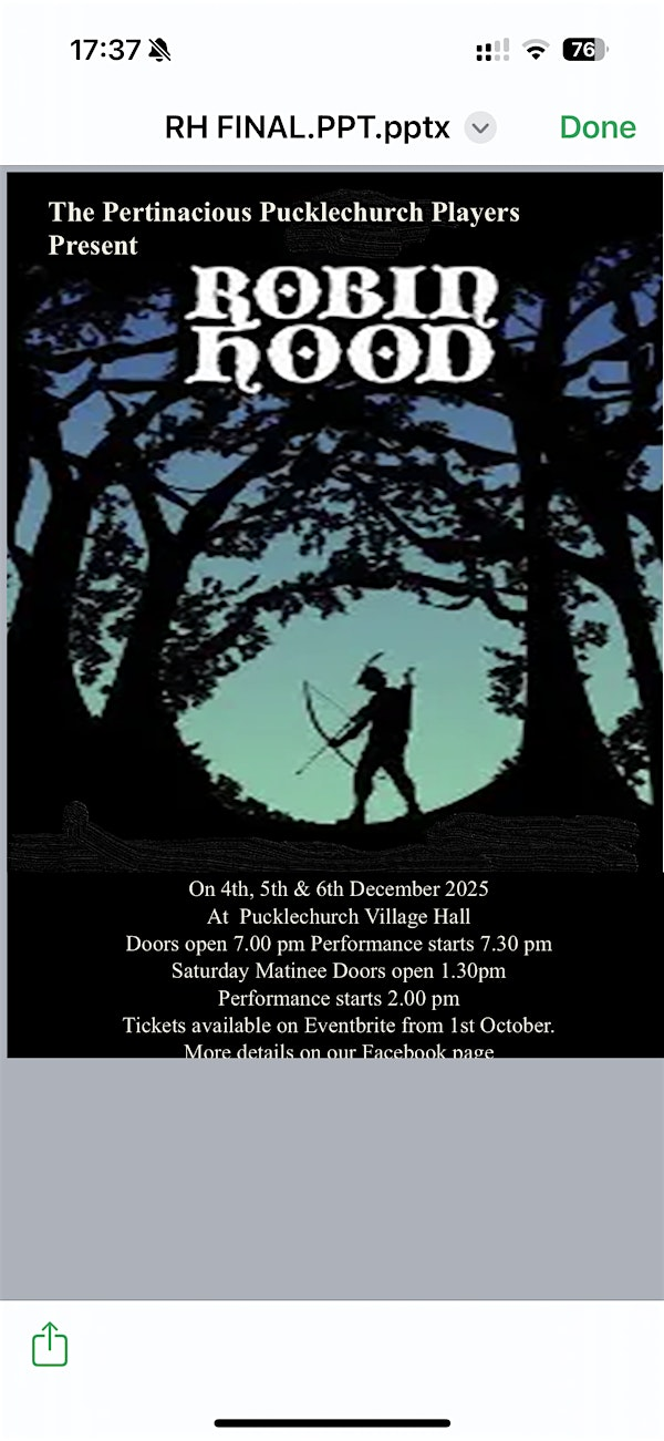 Robin Hood - Thursday 4th December | Pucklechurch Community Centre
