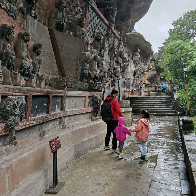 Dazu Rock Carvings on a rainy day