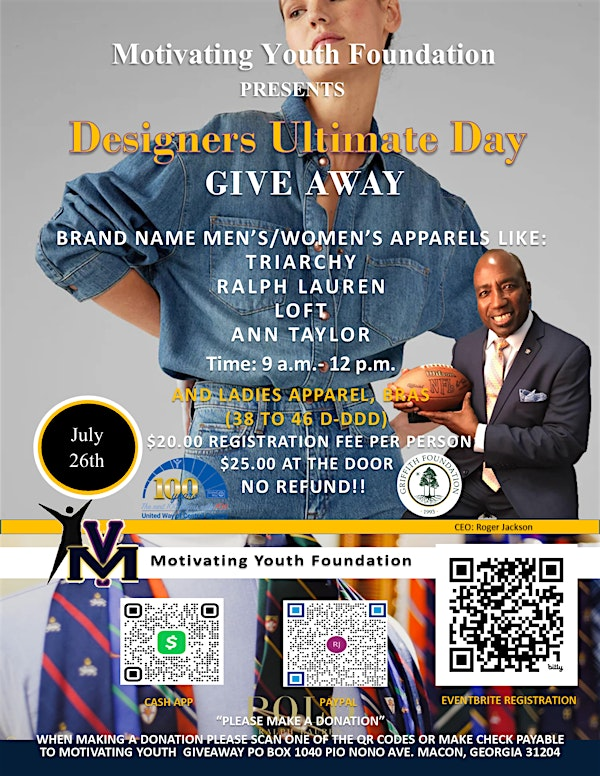 Motivating Youth Foundation Presents "Designers Ultimate Day" | 175 Emery Hwy suite a