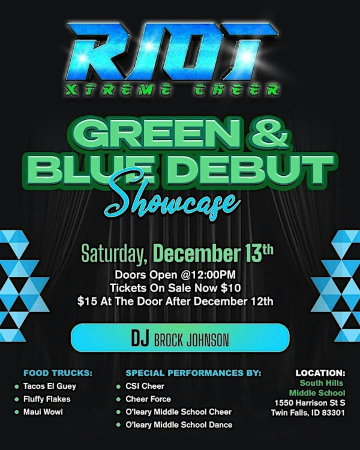Riot Xtreme Cheer 25-26 Green & Blue Debut Showcase | South Hills Middle School