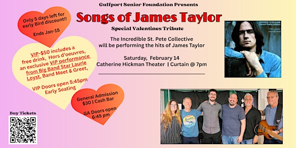 Eary Bird Discount for James Taylor Tribute Ends in 5 days!! Buy Now! | Catherine A Hickman Theater