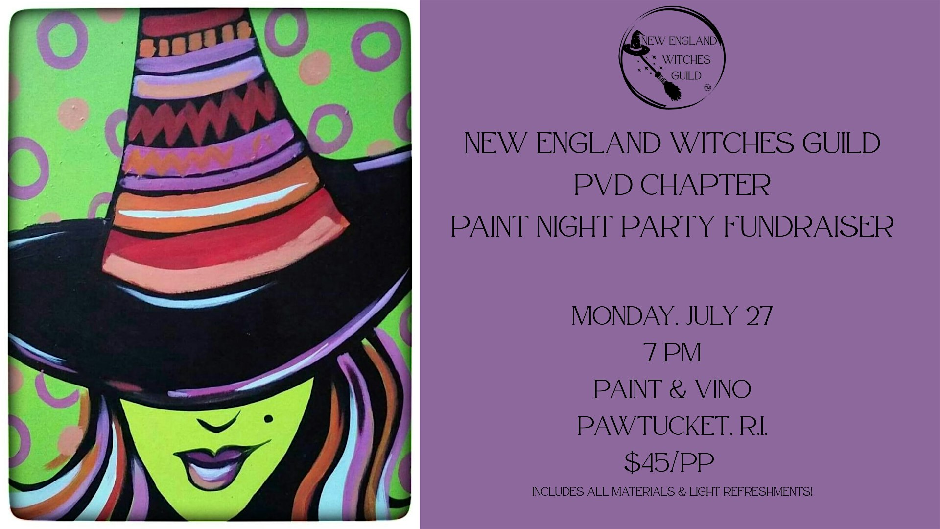 New England Witches Guild Paint Night Party Fundraiser | Paint and Vino