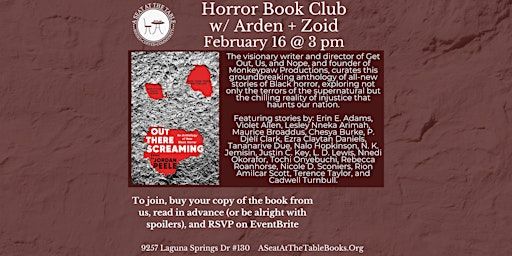 Horror Book Club w/ Zoid and Arden: Out There Screaming | A Seat at the Table Books