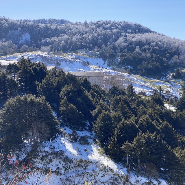 真っ白な万座温泉エリアの山側