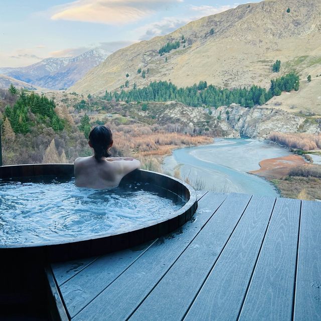 Relax in a onsen with an amazing view 