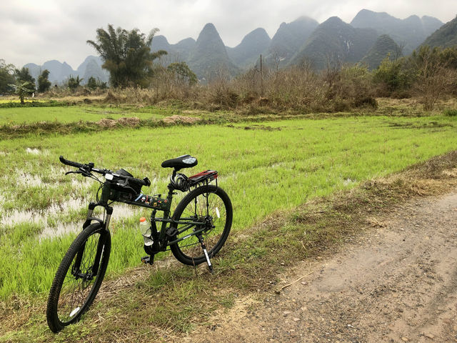 Biking through Yangshuo. 