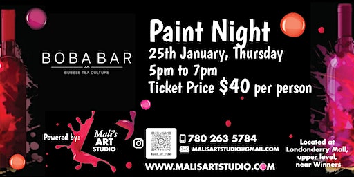 Paint Night at the Boba Bar January 25th | Boba Bar, Sherwood Drive, Sherwood Park, AB, Canada