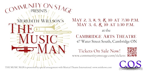 COS Presents THE MUSIC MAN: Thursday May 8th 7:30pm | The Cambridge Arts Theatre