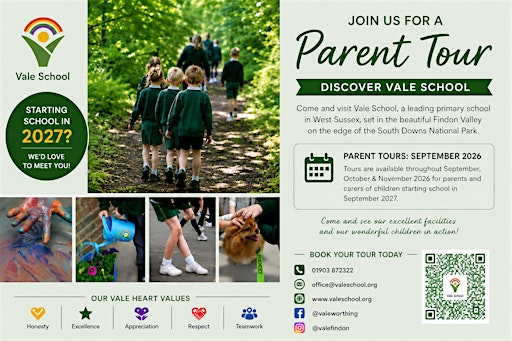 School Tours for Children starting school in September 2027 | Vale School