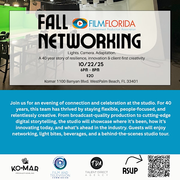 FILM FLORIDA FALL NETWORKING AND STUDIO TOUR | 1100 Banyan Blvd