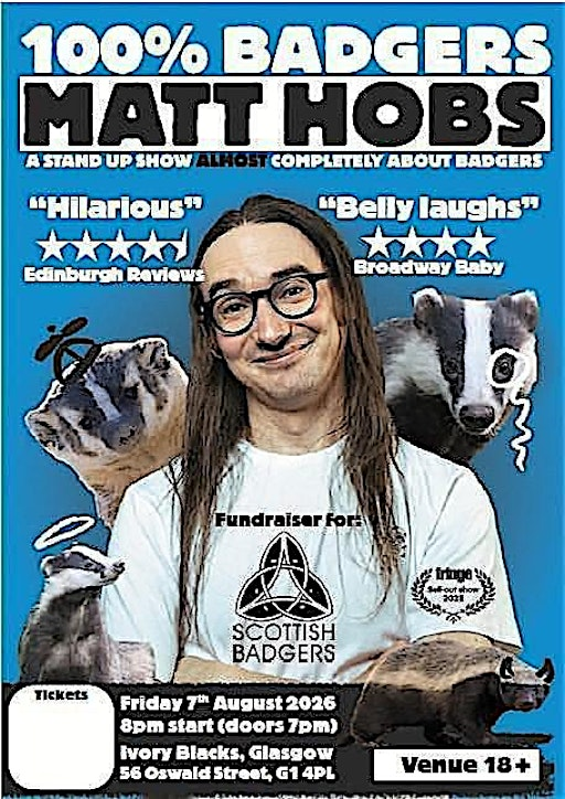 100% Badgers by Matt Hobs - A Fundraiser for Scottish Badgers | Ivory Blacks