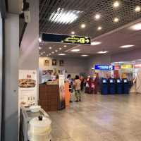 cozy airport with coffee shops 