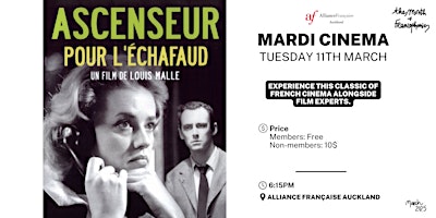 Mardi Cinéma - Ascenseur pour l’échafaud | Alliance Française Auckland