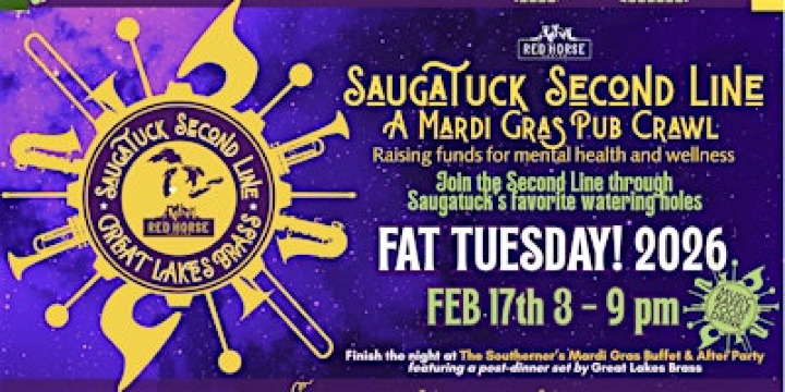 Mardi Gras Buffet & After Party benefiting Red Horse Center | The Southerner, Holland Street, Saugatuck, MI, USA