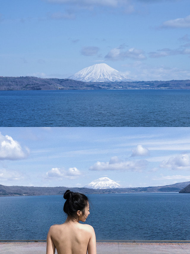 Hokkaido Lake Toya Onsen Hotel ♨️ Naonofu, a hot spring hotel overlooking snow-capped mountains and lakes.