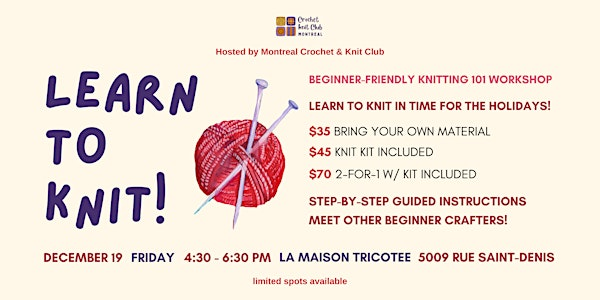 Learn to Knit! Beginner Knitting 101 Workshop in Montreal | La Maison Tricotée