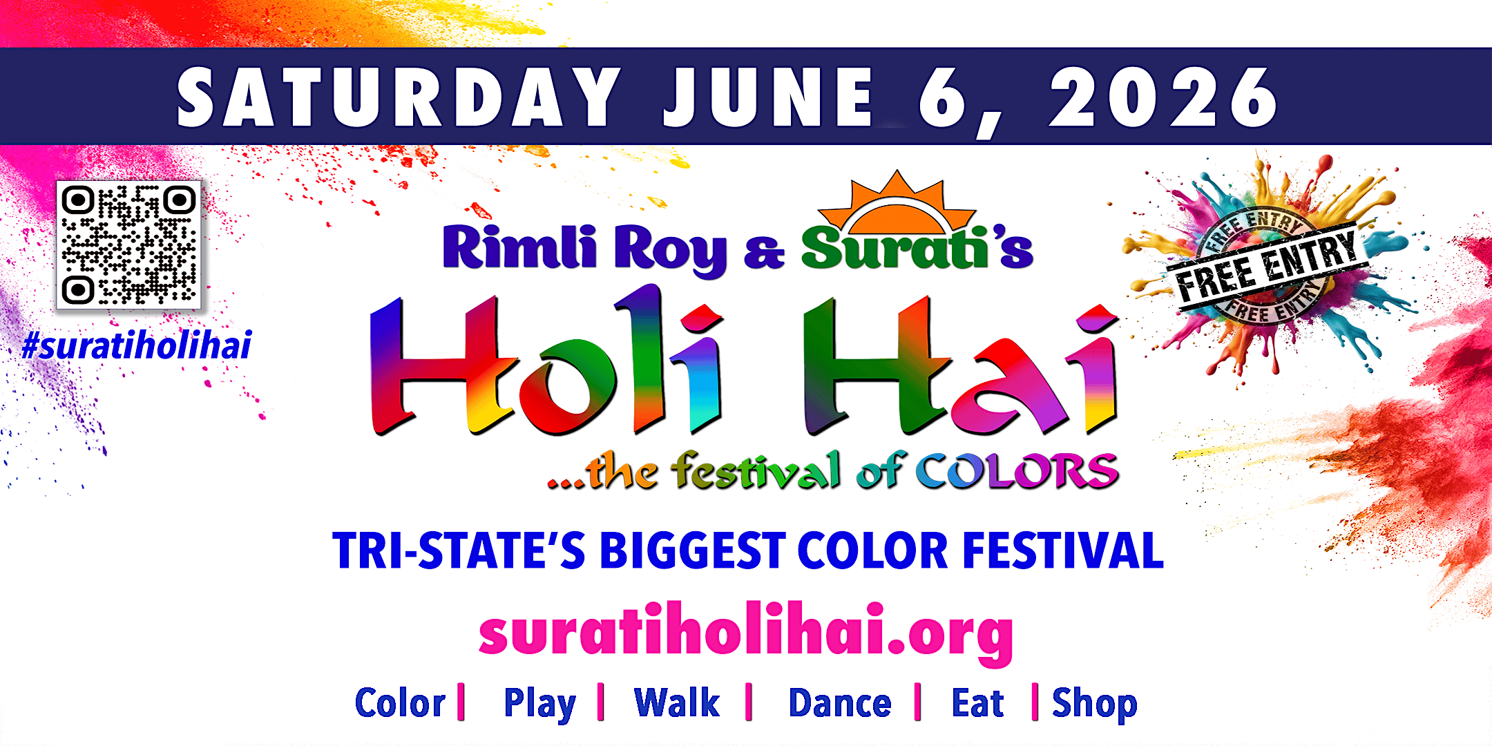 Surati Holi Hai  Color Festival 2026 | Montgomery Street & Hudson Street
