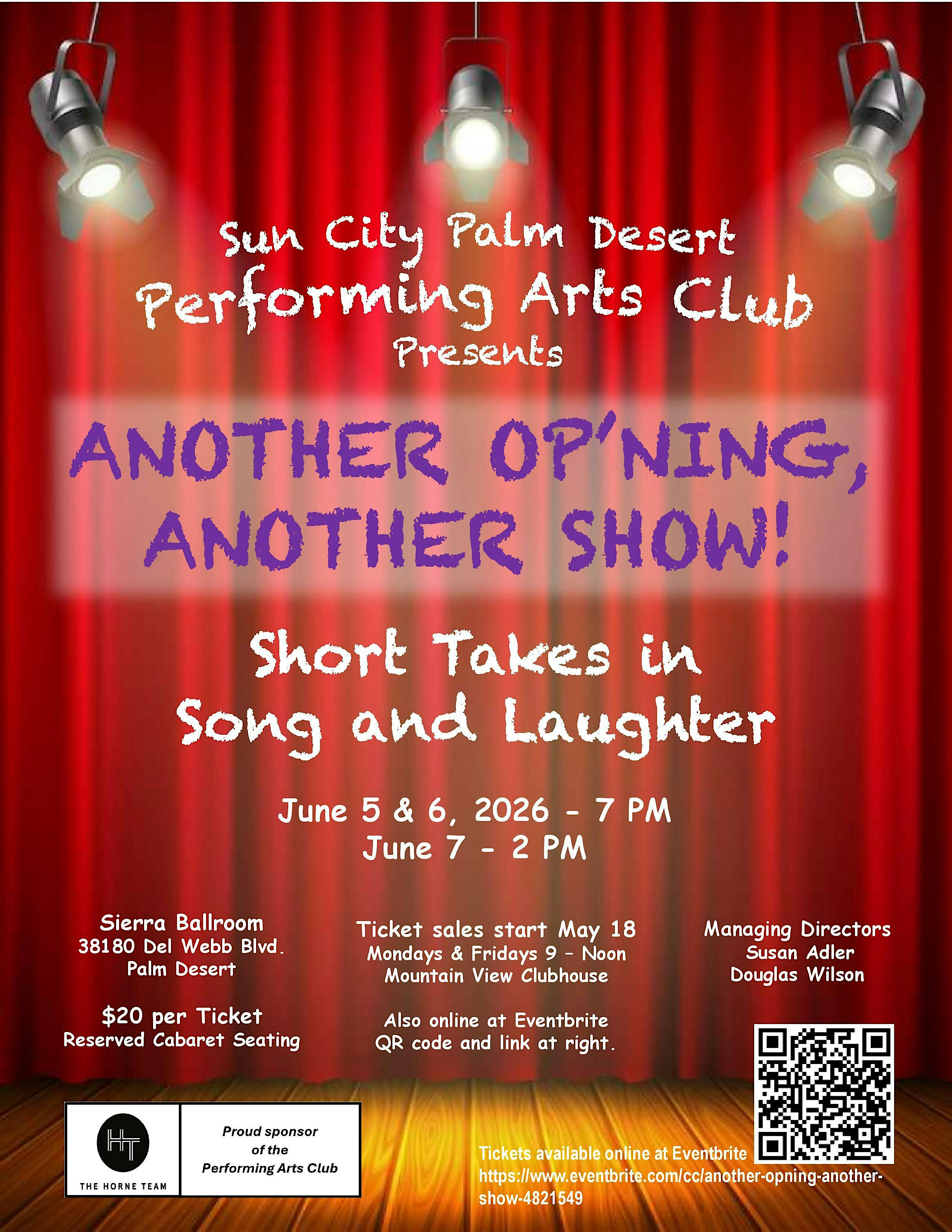 Another Op'ning, Another Show! | Sierra Ballroom, Sun City Palm Desert