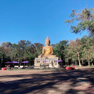 Phra Mongkhon Ming Muang It is located at Khao Dan Phrabat, in Bung Subdistrict, Mueang, Amnat Charoen. It is a Buddha image in the Mara Vichai Character, with a lap width of 11 meters and a height from the ground level to the top of the flame over 20 meters. It builds in the Indian style that have influence in the northeastern region a thousand years ago, inside the amulet also contains the Buddha's relics received from India, it's like going to pay homage to the Buddha's relics in India.

Behind Phra Mongkhon Ming Muang, There will be 2 more strange-looking Buddha images. One of them is Phra Lahai, or Phra Khi Lai, which means ugly called by the appearance of this ancient Buddha image. Which was found in the swamp in 1962 when the surrounding area was renovated to make a dam. It is believed to be a god that gives good luck. Therefore, the villagers always come to ask for blessings.

Address: Chayangkun Road, Bung, Mueang Amnat Charoen, Amnat Charoen Province.

#temples #travellikealocal #thailand