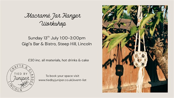 Macrame Jar Hanger Workshop | Gigi's Bar & Bistro
