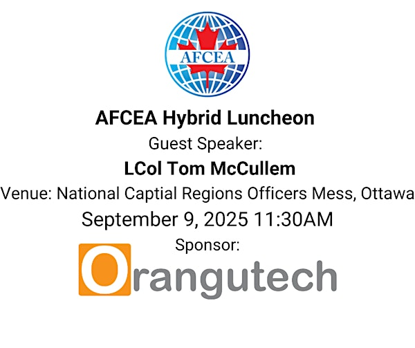 AFCEA September Hybrid LUNCHEON: LCol Tom McCullen | National Capital Region Officers' Mess