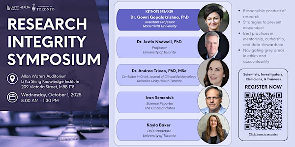 Unity Health Toronto Research Integrity Symposium | Li Ka Shing Knowledge Institute