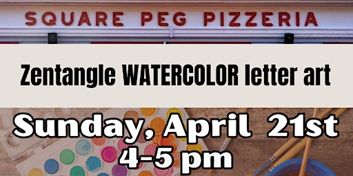 Watercolor zentangle patterned letter Art | Square Peg Pizzeria Glastonbury