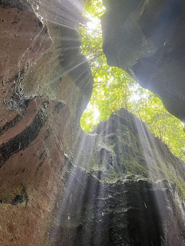 Spectacular cave waterfall in Bali